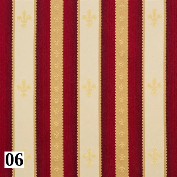 Stylowa tkanina ALEXANDRIA 06 w beżowo-czerwono-złote pasy